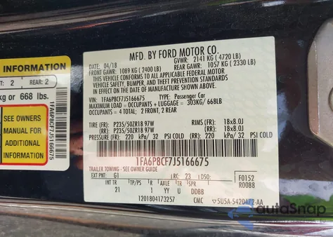 2018 Ford Mustang Gt from USA, damaged, VIN 1FA6P8CF7J5166675